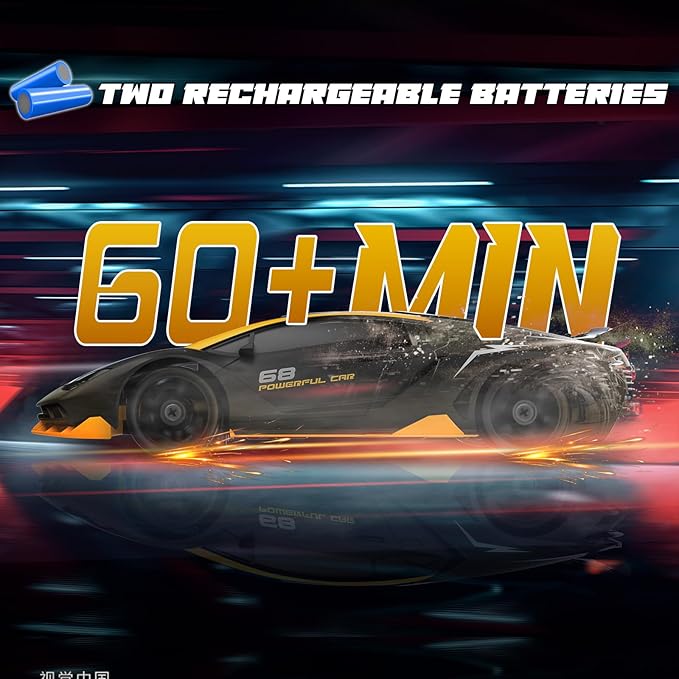 RC Drift Remote Control Car 2.4GHz 1/24 4WD 15KM/H High Speed Racing Sport with LED Lights Drifting Tire Toy for Adults Boys Girls Kids Gift 2Pcs Rechargeable Batteries