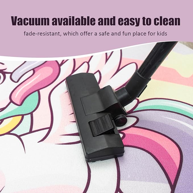 Round Rug for Kids Room Unicorn Circle Rugs for Bedroom Kids Rugs for Playroom Girls Cute Cartoon Carpet Living Room Dining Room Decor 47x47 inch