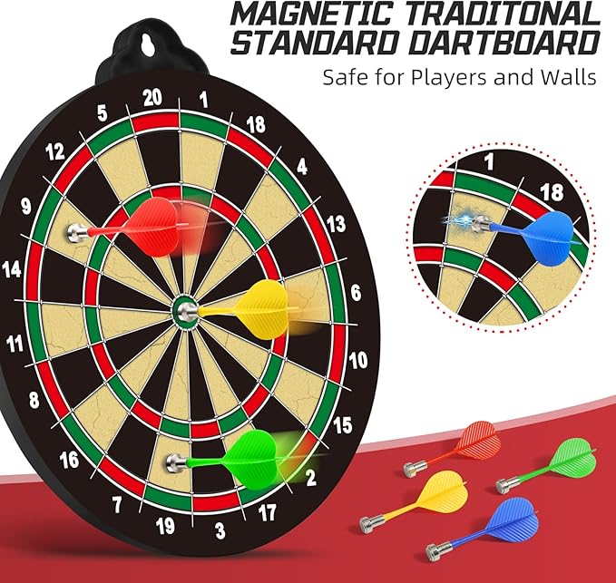OleFun Dart Board Toys for Boys Age 8-12, 2 in 1 Magnetic & Felt Dartboard, Indoor and Outdoor Game for Kids, Ideal Birthday, for Age 8, 9, 10, 11, 12 Years Old
