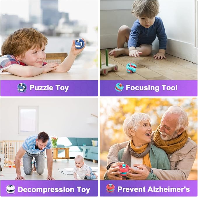 Unique Orbit Ball Fidget Toy, Novelty Beads Track Infinity Cube Stress Relief Balls Creative Sensory Toys for Autistic ADHD Kids Adults (Green)