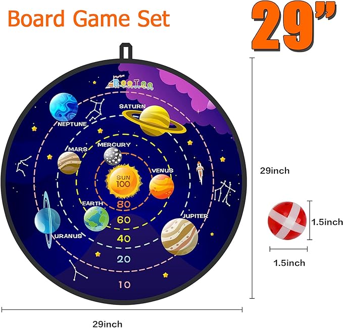BooTaa 29" Large Dart Board for Kids, Kids Dart Board with Sticky Balls, Boys Toys, Indoor/Sport Outdoor Fun Party Play Game Toys, Birthday Gifts for 3 4 5 6 7 8 9 10 11 12 Year Old Boys Girls