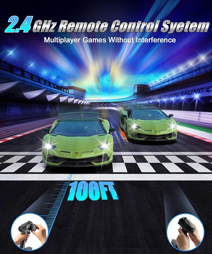 Lamborghini Remote Control Car, Officially Licensed 1:14 Lambo RC Car 7.4V 500mAh with 15km/h Fast Model Car Toys for Adults Boys Girls Birthday Ideas Gift, Green