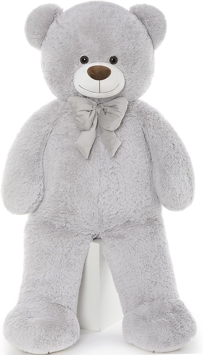 Tezituor Big Teddy Bear 47 Inches, Soft Giant Stuffed Animal Life Size 4 Feet Plush Bear Toy Valentines Christmas Birthday Gift for Girlfriend Kids,Grey