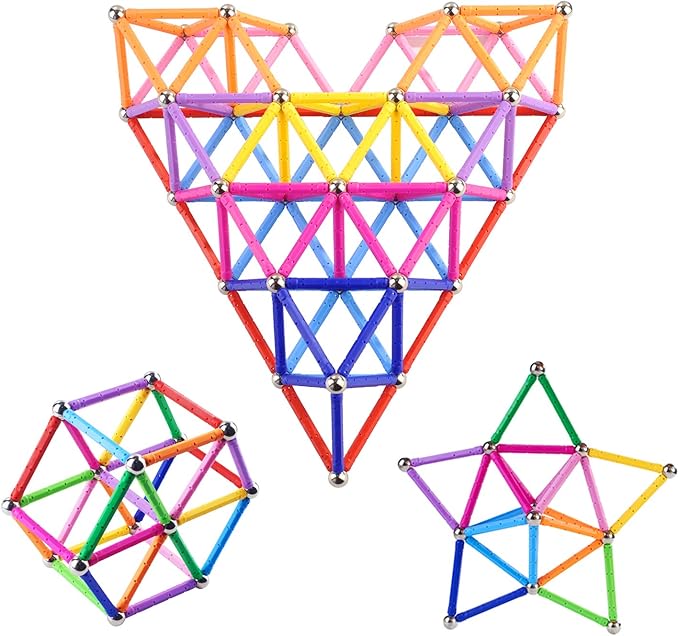 310 Pcs Magnetic Building Sticks Blocks Toys, Magnet Educational Toys Magnetic Blocks Sticks Stacking Toys Set for Kids and Adult, Non-Toxic Building Toy 3D Puzzle with Storage Bag