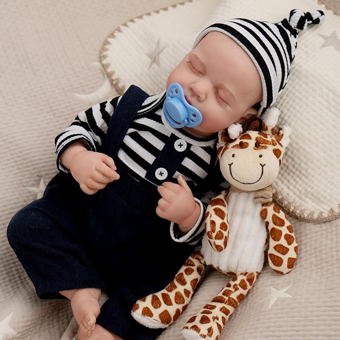 Jirachi Lifelike Reborn Baby Dolls, 18-Inch Soft Body Real Life Sleeping Baby Boy, Cute Realistic Reborn Baby with Feeding Accessories for Kids 3+