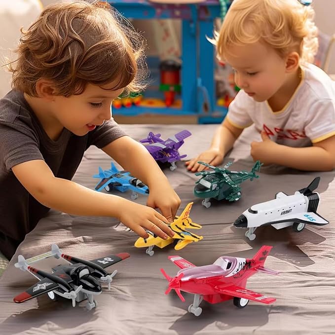 Liberty Imports Pull Back Airplanes Toys Vehicle Playset, Variety Pack of Helicopters, Stealth Bombers, Fighter Jets, Aircraft, Planes for Kids Toddlers Party Favors (18 Pack)