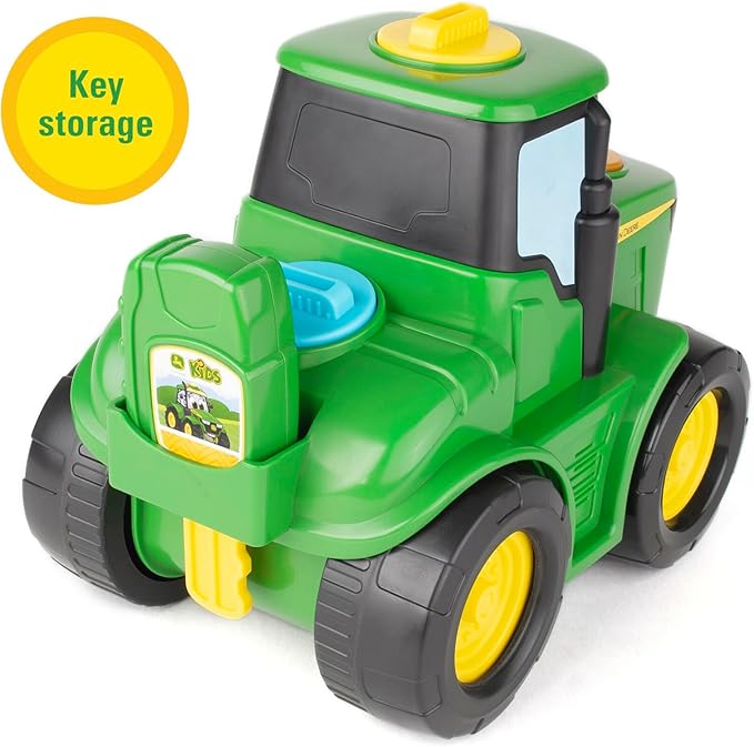 John Deere Key-n-Go Johnny Tractor Toy with Lights and Sounds - Interactive Driving Toy Tractor Includes 12 Interactive Ways to Play - Toddler Toys Ages 3 Years and Up