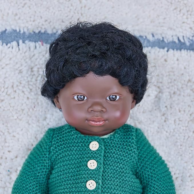 Miniland Doll 15'' African Boy (Polybag) - Made in Spain, Anatomically Correct, Baby Doll