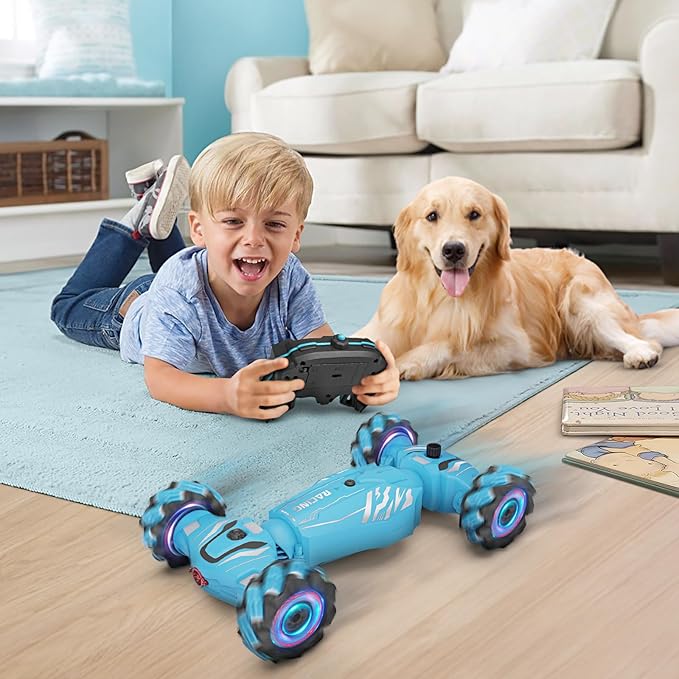 Dysaim Gesture Sensing RC Stunt Car, Cool Birthday Gifts for Boys Ages 6-12 Toys, 4WD Remote Control Car 360° Rotate Transform Drift RC Cars with Lights Music Sprayer, 2.4Ghz Hand Controlled
