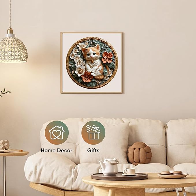 Wooden Puzzles for Adults, 3D Vision Effects Resin Cat Wooden Jigsaw Puzzles 500pcs, 16.5x16.5in, Unique Shape Adult Puzzles, Wood Puzzles Creative Gift for Adults and Kids Home Decor