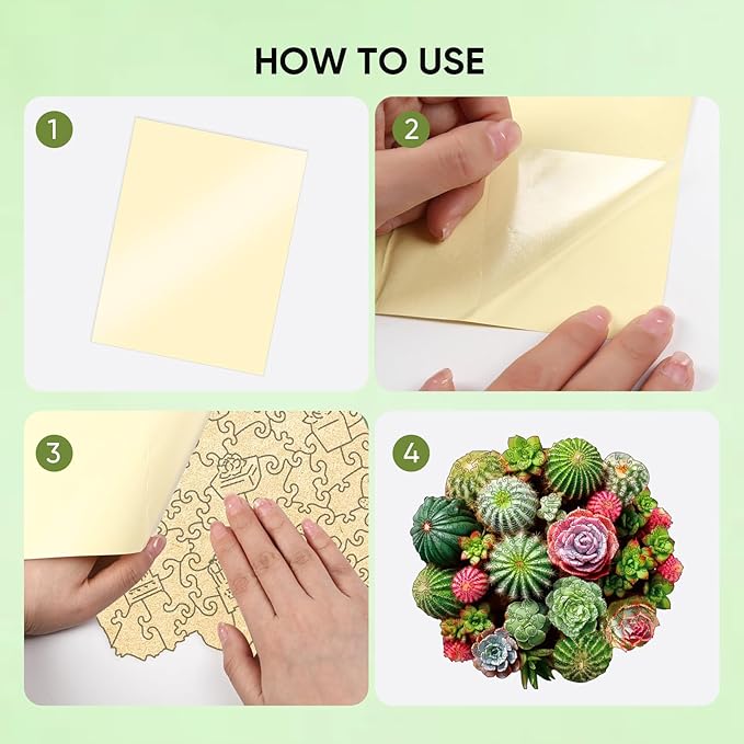 Ball Cactus Wooden Jigsaw Puzzle for Adult and Kids 300 Pcs Unique Shape Multicolor Wood Storage Box Fun Challenge Brain Teaser Family Game Creative Gift for Friends Rompecabezas Madera