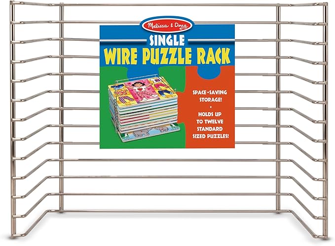 Melissa & Doug Puzzle Storage Rack - Wire Rack Holds 12 Puzzles