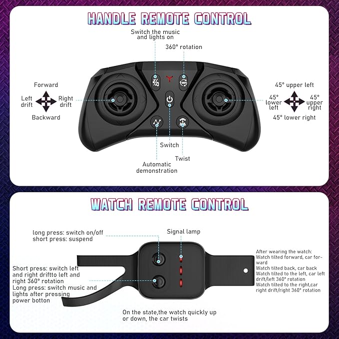 Gesture RC Cars, Hand Controlled Stunt Car for 6-12 yr Boys Girls, 2.4GHz Gesture Sensor Remote Control Cars, 4WD Double Sided Stunt RC Twist Car with Light Music for Kids Birthday Xmas Gift