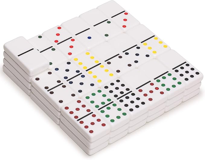 Yellow Mountain Imports Chicken Foot Complete Game Set with Double 9 Dominoes, Wooden Case, Hub, and Scorepad