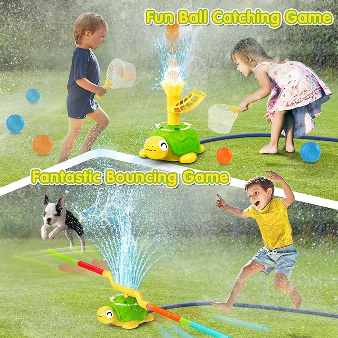 4-in-1 Turtle Water Sprinkler for Kids Summer Toys, Outdoor Toys for Toddlers, Kids Sprinkler Water Toys, Backyard Games for Summer Fun, Backyard Games Splash Water Toys Gifts for Boys Girls Dogs