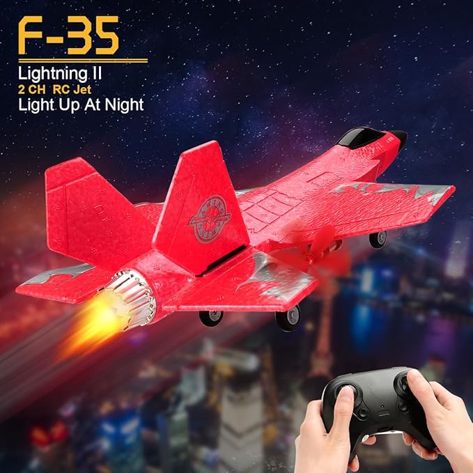 F-35 RC Plane, 2.4GHZ RC Airplane Ready to Fly Remote Control Airplane W/ 2 Batteries & 6-axis Gyro Stabilizer RTF Hobby Sport Toy RC Glider for Beginners Kids Boys Girls Adults