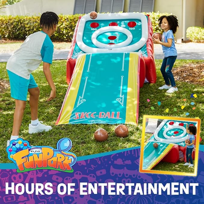 Skee-Ball Game for Kids and Adults, Giant Inflatable Game, 11 Feet Long, Includes 4 Balls and Electric Air Pump, Indoor and Outdoor Games for Adults and Family, Skee-Ball Arcade Game for Home, Toys