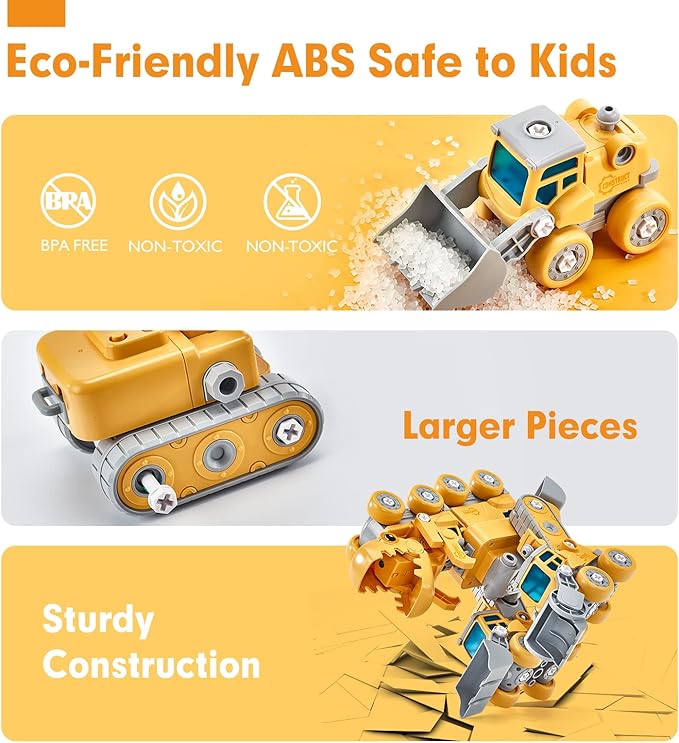 hahaland Toys for 5+ Year Old Boys - Take Apart Dinosaur Kids Toys Construction Vehicles 5 in 1 Transform into Dinosaur Robot STEM Building Toy for 5 6 7 8 Year Old Boys