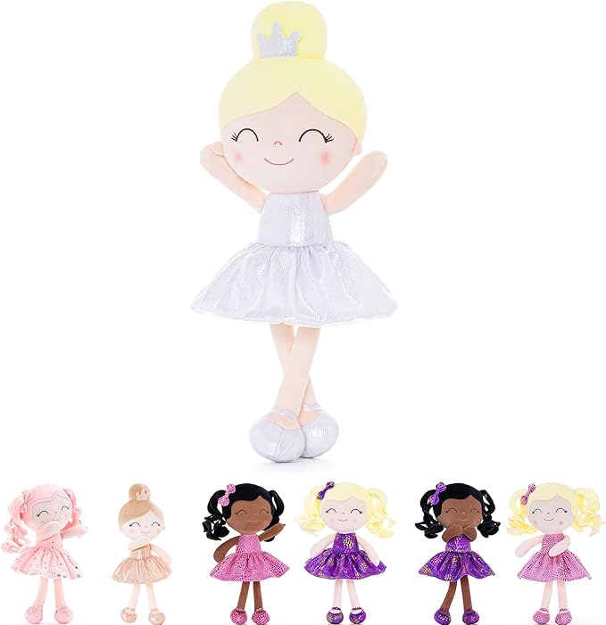 Gloveleya Baby Girl Gifts Baby Dolls Soft Doll Glitter Fish Scale Skirt Girl White 12inches