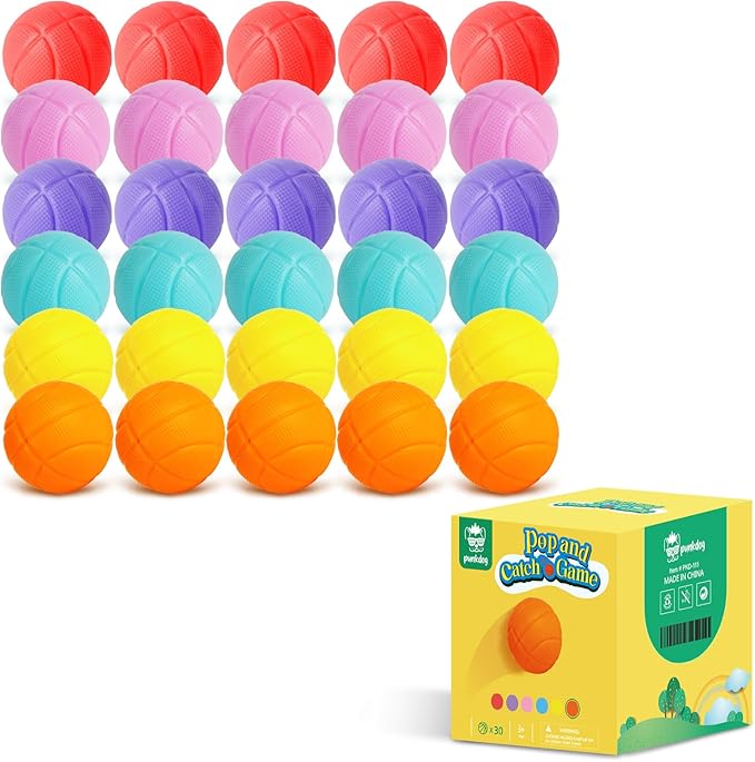 30 PingPong Balls for Pop and Catch Ball Game - Outdoor Indoor Game Activities for Boys & Girls,Birthday and Christmas Party Favors Gifts for Kids Ages 4 5 6 7 8 10 12+ Years Old and Adults