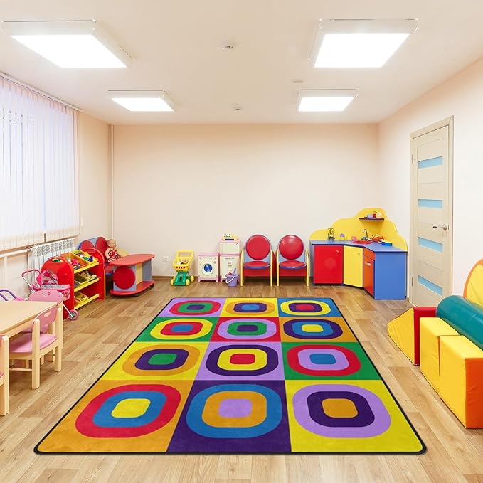Kids Rug, Classroom Carpets Playmat Rugs - 5x7 Ft Kids Carpet with Rubber Backing, Colorful Children's Classroom Seating Rug Play Mat Nursery Rugs for Children Bedroom Playroom Elementary