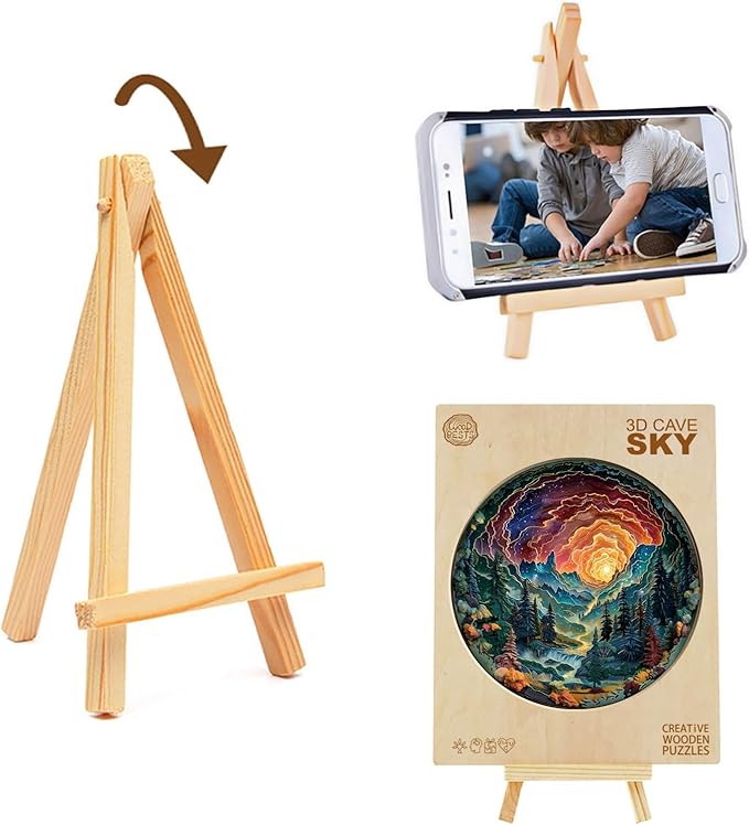 Wooden Puzzles for Adults, 3D Cave Sky (M-200pcs) Wooden Jigsaw Puzzles Kids, Unique Shaped Animal Wood Puzzles Adults Fathers Birthday Family Games 11.4 * 11.4in