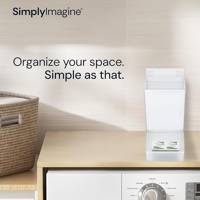 Acrylic Laundry & Dishwasher Pod Dispenser - Large Clear Acrylic, 2 Lids - Wall-Mount Or Countertop Gravity Feeder - Organization & Storage for Laundry Pods & Candy Dispenser