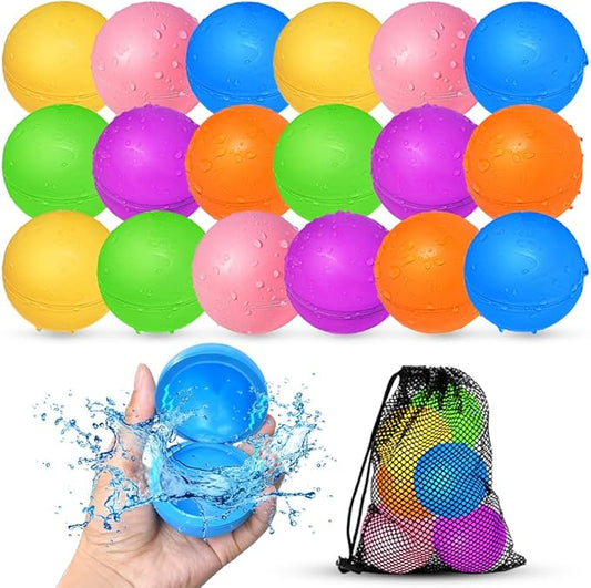 SOPPYCID 18Pcs Reusable Water Balloons for Kids, Pool Beach Water Toys for Boys and Girls, Outdoor Summer Toys for Kids Ages 3-12