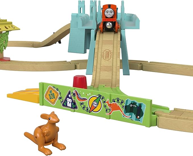 Thomas & Friends Wood Big World Adventures Set with Train Engine, Figures, a Vehicle and Accessories