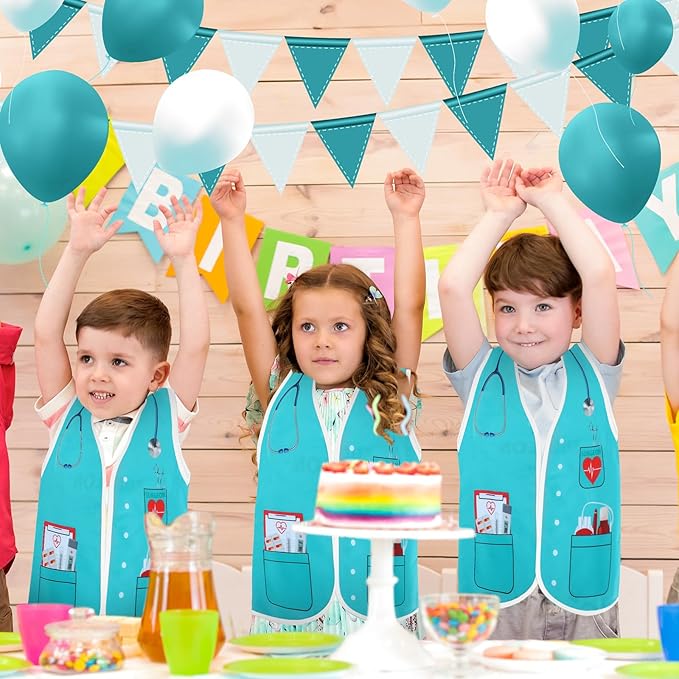 Panitay 12 Pcs Kids Community Helper Dress up Vest, Boy & Girl Career Cosplay Party Costume for Toddlers Occupation Role Play