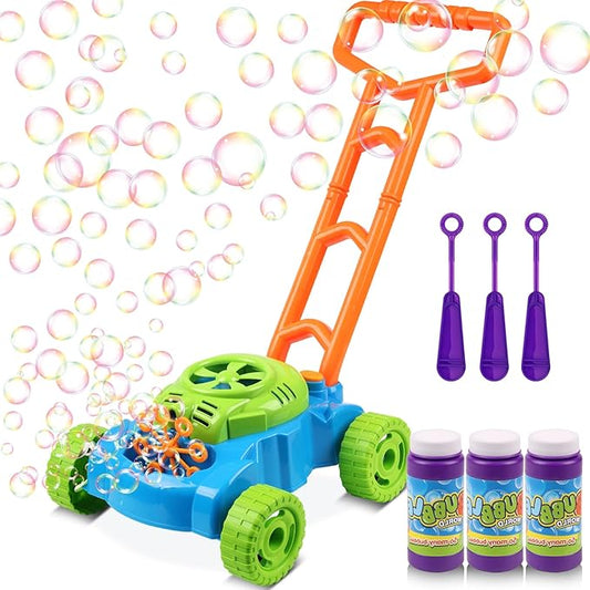 Lydaz Bubble Lawn Mower for Toddlers 1-3, Outdoor Bubble Blower Machine for 1 Year Old Boys Toy Gifts, Kids Easter Push Summer Outside Garden Toys, Birthday Gifts for Preschool Baby Boys Age 1 2 3