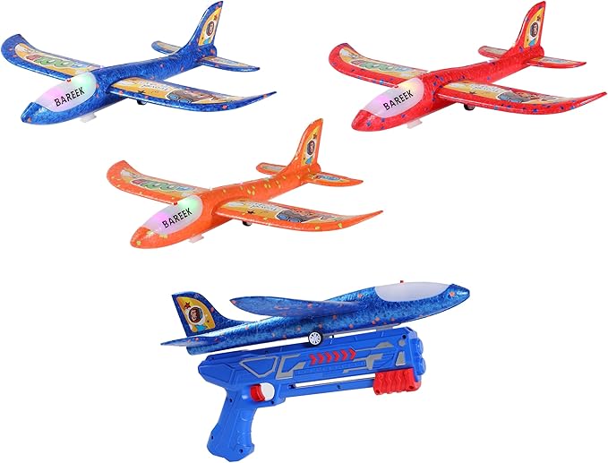 3 Pack Airplane Launcher Toy for Kids 13" Led Foam Glider Catapult Plane Kids Outdoor Toy 2 Flight Mode Foam Led Airplanes Outdoor Flying Toy 3 4 5 6 7 8 9 10 11 12 Old Boys Girls Birthday Gift