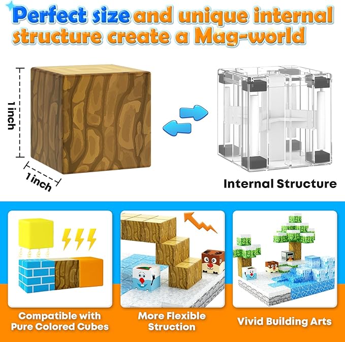 120PCS Magnetic Blocks-Build Mine Magnet World Ice & Sword Edition, Building Blocks Kids Toys STEM Sensory Toys for Ages 3-4 5-7 8-13, Gifts for 3 4 5 6 7 8 Year Old Boys Girls