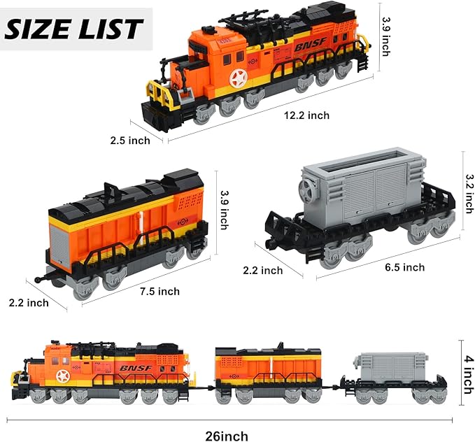 BRICK STORY City Cargo Train Building Set, BNSF Freight Trains Model, Steam Locomotive Blocks Toys, Gift for Boys Kids Aged 8-14, 635 Pieces