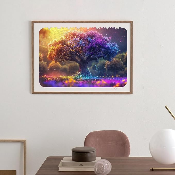 Wooden Puzzles for Adults 500 Piece - Tree of Life Jigsaw Puzzles Home Decor, Natural Puzzle Royal Unique Shape Adult Puzzles, Irregular Colorful Wooden Puzzle Creative Gift for Adults(18.3 x 12.6 IN)