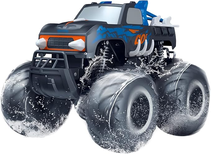 Threeking 1:16 Waterproof Monster Truck Toys RC Cars Amphibious Remote Control Car Trucks 4WD All Terrain Off-Road Pickup Toy for 6 7 8 9 10 11 12 Year Old Boys Girls Kids Gifts Presents