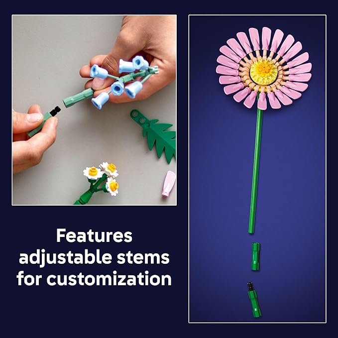 LEGO Botanicals Petite Sunny Bouquet Flower Set - Building Toy for Kids 9+ - DIY Floral Arrangement - Room Decor - Gift for Graduation - Faux Bluebells, Tulip, Daisy, and More - 10347