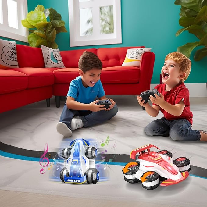 Upgraded Remote Control Car 360° Spins RC Car 2- in-1 Anti-Gravity RC Racer Wheelie Drift Stunt Car with Lights&Music Birthday Gifts Toys for 6 7 8 9 10 11 12 Year Old Boys