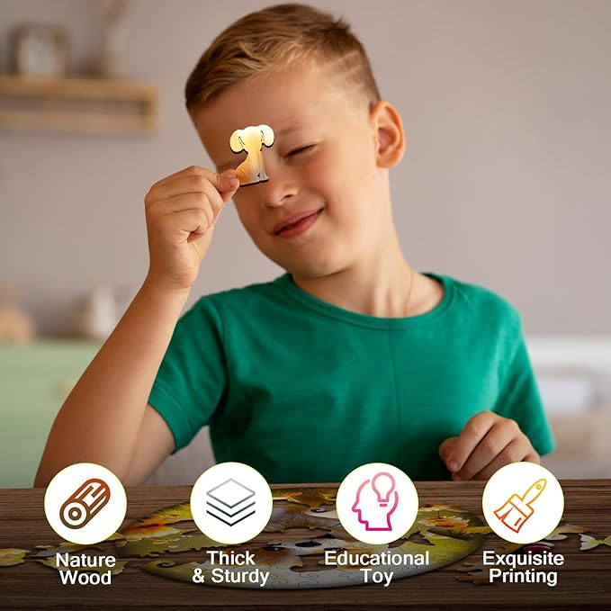 Easter Gifts for Kids Girls Boys, Easter Basket Stuffers, Wooden Jigsaw Puzzles for Kids Ages 4-6, 50 Piece Unique Shape Animal Theme Puzzle - Preschool Learning Educational Toys for Kid 3+ (Puppy)