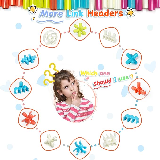 Straw Constructor STEM Building Toys Macaron 600Pcs Interlocking Gear Toy Sets for Kindergarten Classroom, Engineering Thin Tube Blocks for 3 4 5 6 7 Years Kids Toy for Boys and Girls Gift