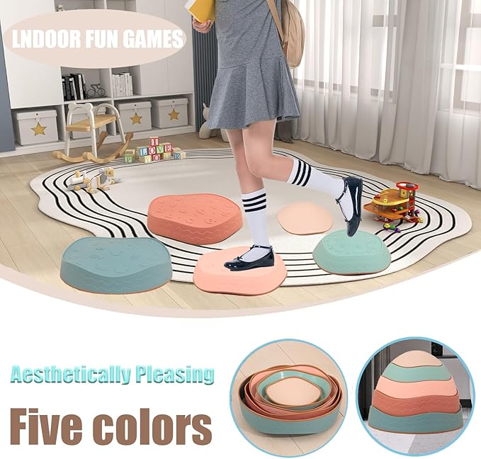 Stepping Stones for kids,Non-Slip Sensory Stepping Stones for Promoting Toddler's Balance Coordination Skills,Obstacle Courses Sensory Toys Outdoor or Indoor Play for Kids Age 3-8