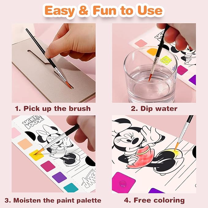 Paint with Water Coloring Books for Kids, Pocket Mess Free Watercolor Painting Kit, Water Color Paint Set Arts and Crafts Gift for Girls Ages 4 5 6 7 8+, Travel Activity Toy - Unicorns