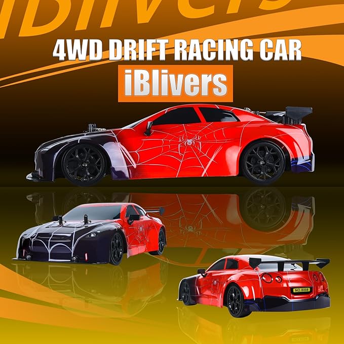 Spider RC Drift Car, 1:14 Monster Truck Remote Control Drift Car with Full Proportional Throttle 4WD GT Drift RC Cars with Cool Light Vehicle RC Drifting Car Gifts Toy for Adults Boys Kids