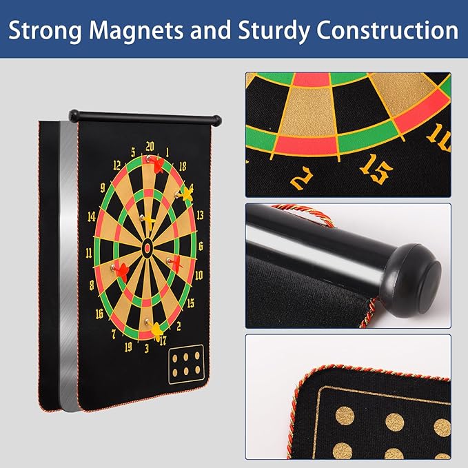 BATURU Magnetic Dart Board for Kids & Adults, 12 Magnetic Darts, Easter Basket Stuffers, Fun Indoor Game, Dart Board for Boys & Girls Ages 4-12, Teen Gifts