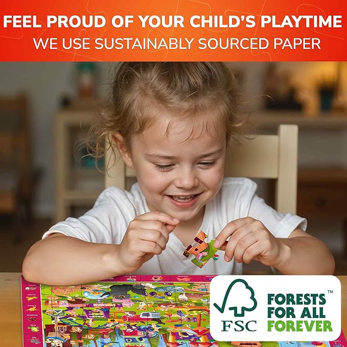 QUOKKA Puzzles for Kids Ages 4-6 - Toddler Puzzles Ages 3-5 - 4-Pack 60 Piece Search and Find Animals Jigsaw Puzzle 6-8 - Learning Toys for 3 Year Old Boys and Girls - Educational Games Gift