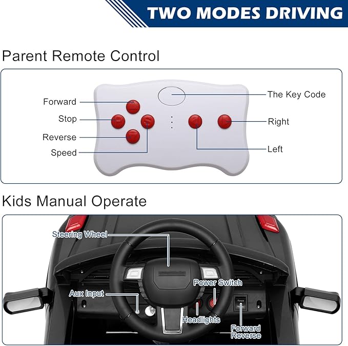 VALUE BOX Electric Remote Control Truck, Kids Toddler Ride On Cars 6V Battery Motorized Vehicles Children's Best Toy Car with 3 Speeds, Music, Seat Belts, Realistic LED and Horn (Ink)