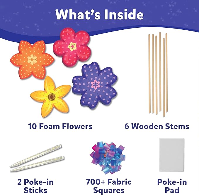 Skillmatics Poke-in Art - Flower Bouquet, Mess-Free Fun for Kids, DIY Wood Craft Kits, Creative Activity, Gifts for Girls & Boys Ages 4, 5, 6, 7, 8, 9