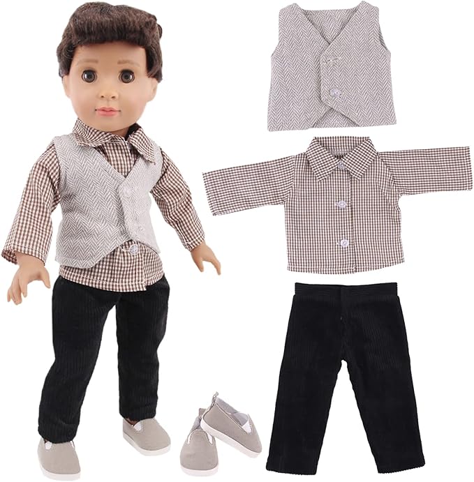 Ecore Fun 5 Sets Boy Doll Clothes and 3 Pairs of Shoes Fit for 18 Inch Boy Dolls Clothes Outfit Birthday Reward Gift for Kids