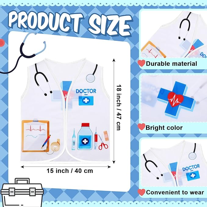Panitay 12 Pcs Kids Community Helper Dress up Vest, Boy & Girl Career Cosplay Party Costume for Toddlers Occupation Role Play