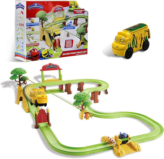 Chuggington Safari Park Track Set with Motorized T.A.G. (Touch and Go) Mtambo, Controlled Gate, 3.75" Toy Train & Animal Friends Included, Toys for 3 4 5 6 7 8 Year Old Boys Girls, Gifts for Birthday